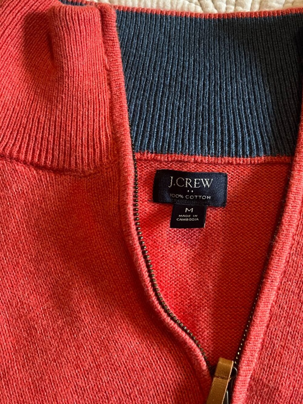 J. CREW SZ MEDIUM 1/4 ZIP SOFT PULLOVER SWEATER W/STAND UP COLLAR